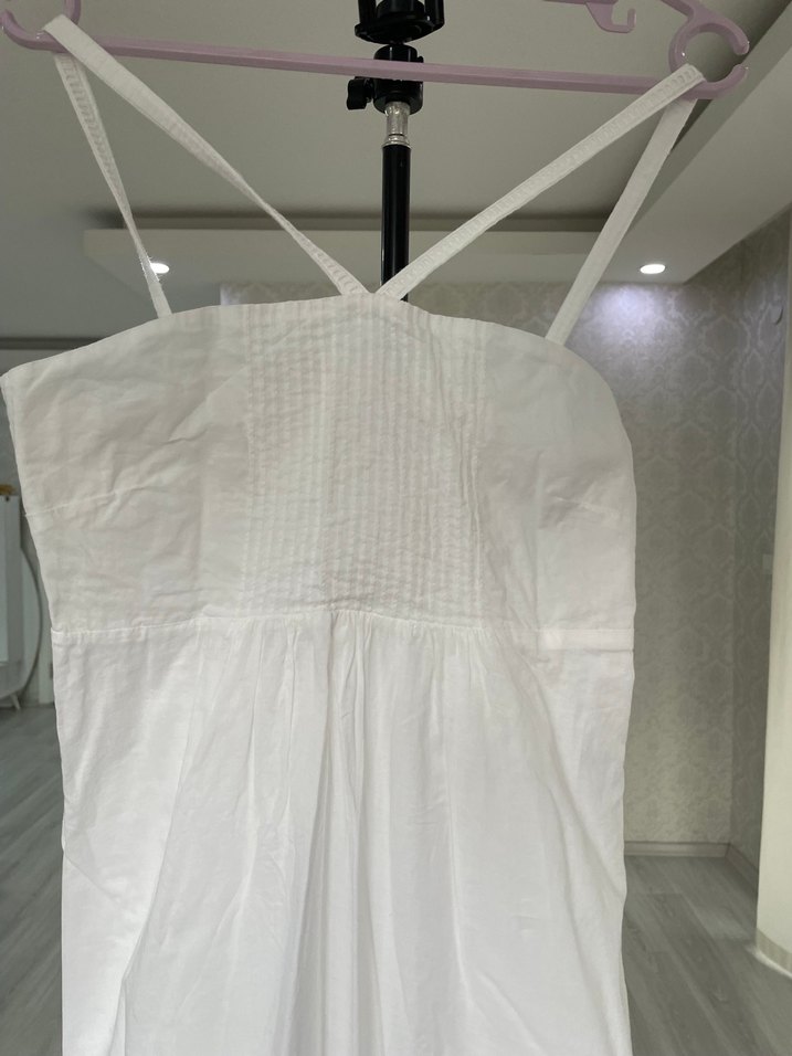 Stefanel düz beyaz Elbise - Görsel 2