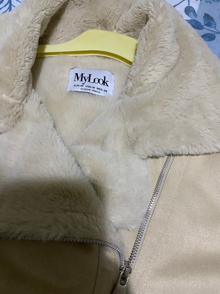 Bej Süet Kürklü Kadın Ceket - Görsel 2