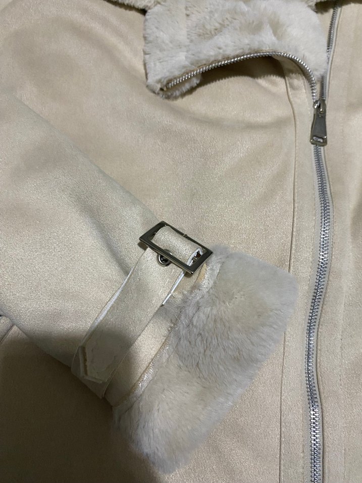 Bej Süet Kürklü Kadın Ceket - Görsel 4