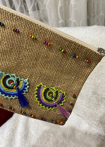 Boncuk İşlemeli Renkli Bohem Kadın El Çantası - Görsel 2
