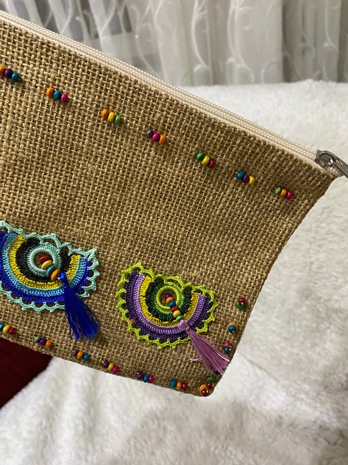 Boncuk İşlemeli Renkli Bohem Kadın El Çantası - Görsel 2