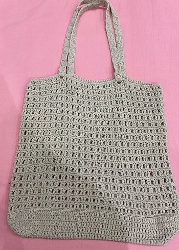 Örgü yazlık çanta el örgüsü krem rengi bej - Görsel 3