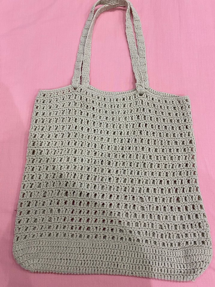 Örgü yazlık çanta el örgüsü krem rengi bej - Görsel 3