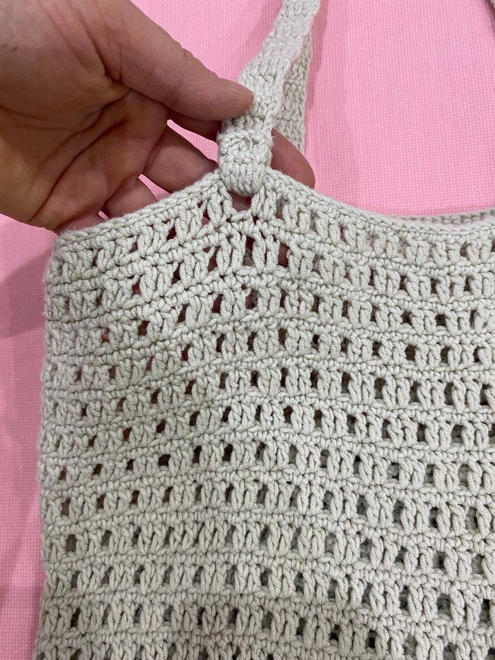 Örgü yazlık çanta el örgüsü krem rengi bej - Görsel 2