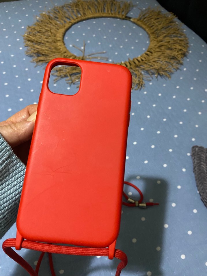 Elastik Kordonlu Kırmızı Telefon Kılıfı - Görsel 2