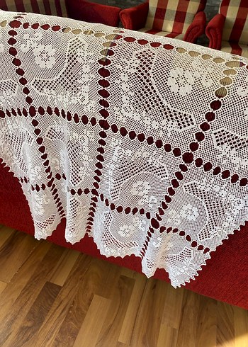 El İşi Beyaz Dantel Masa Örtüsü - Görsel 3