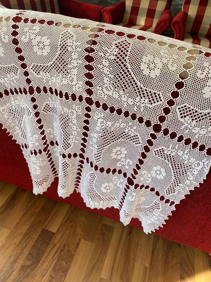 El İşi Beyaz Dantel Masa Örtüsü - Görsel 3