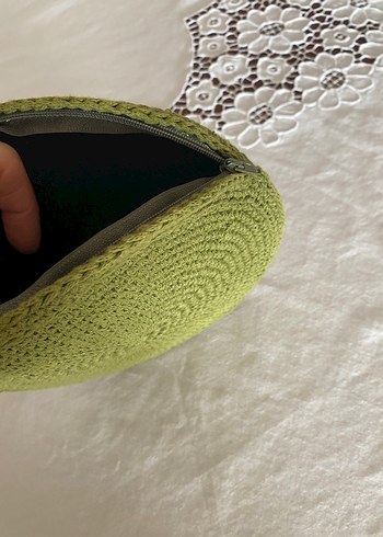 Yuvarlak Yeşil Örgü el çantası - Görsel 3