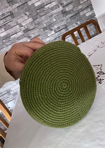 Yuvarlak Yeşil Örgü el çantası - Görsel 2
