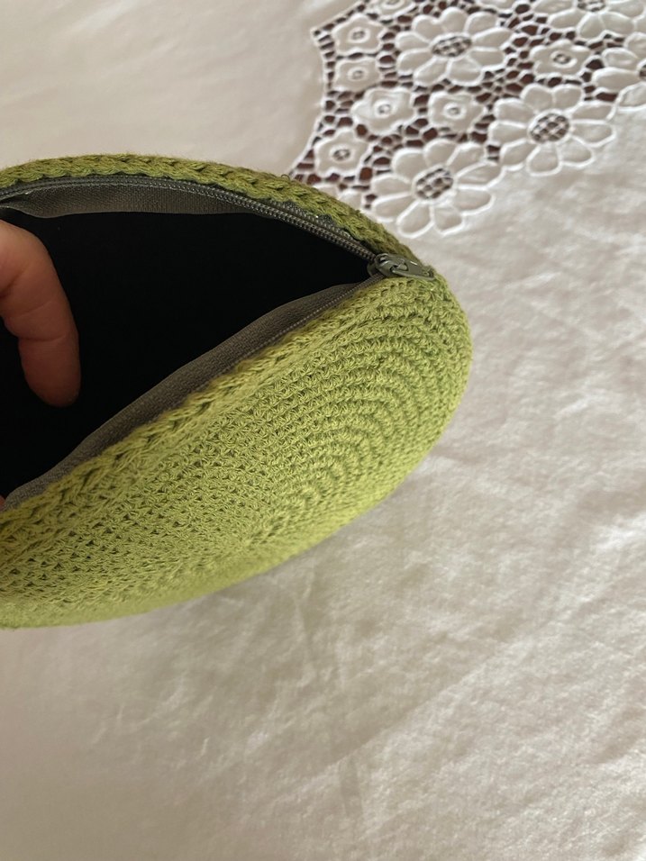 Yuvarlak Yeşil Örgü el çantası - Görsel 3