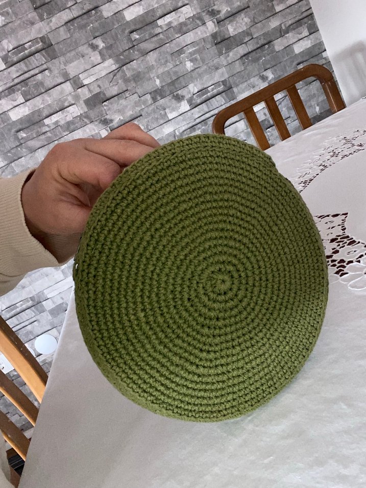Yuvarlak Yeşil Örgü el çantası - Görsel 2