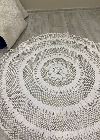 Bohem Tarzda El Örgüsü Yuvarlak Dantel Örtü - Görsel 3