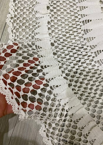 Bohem Tarzda El Örgüsü Yuvarlak Dantel Örtü - Görsel 2