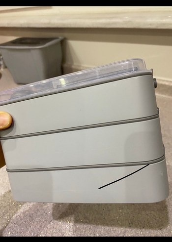 Gri Katlanabilir 3 Katlı Yemek Kabı - Görsel 2