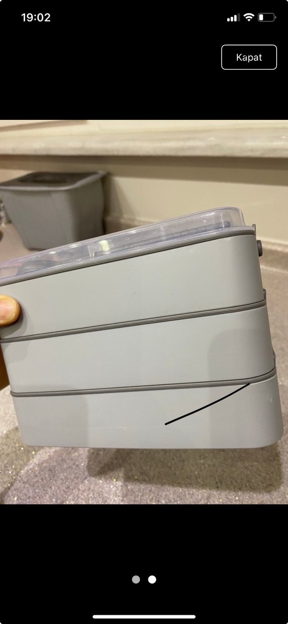 Gri Katlanabilir 3 Katlı Yemek Kabı - Görsel 2