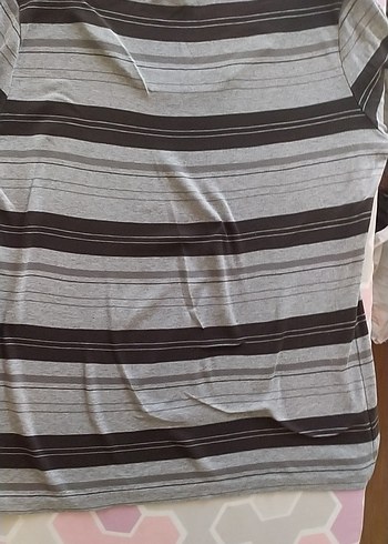 Gri Çizgili Hamile Tişörtü - Görsel 3