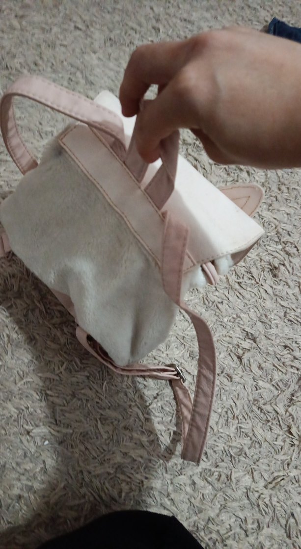 Bej Kedili Peluş Sırt Çantası - Görsel 2