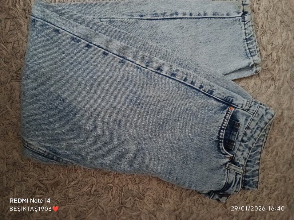 Gri Kadın Denim Salaş Midi Jean - Görsel 5