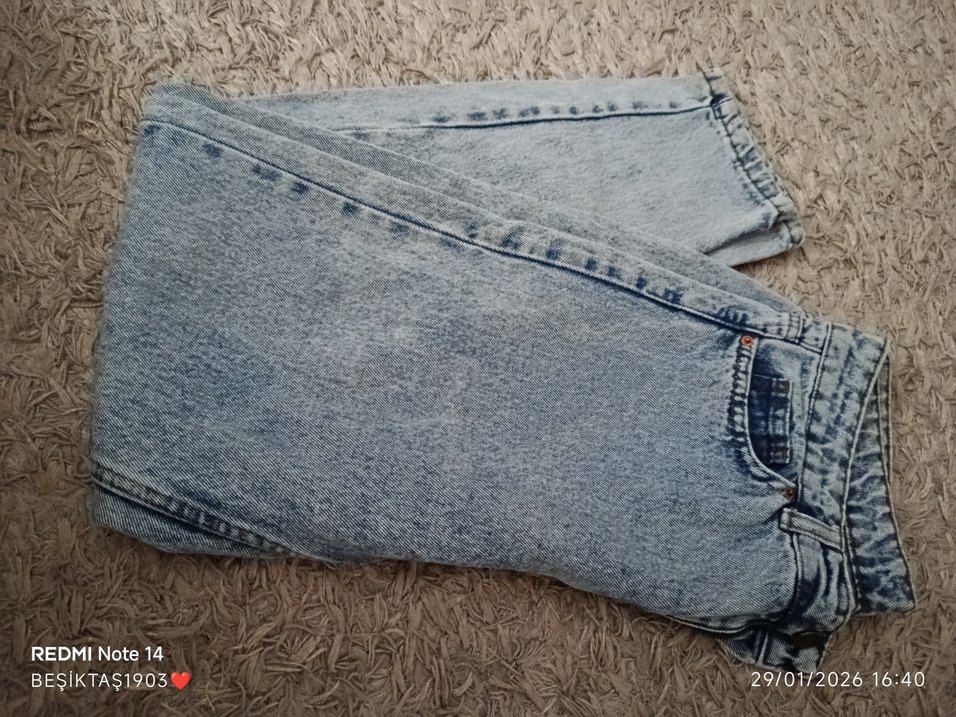 Gri Kadın Denim Salaş Midi Jean - Görsel 4