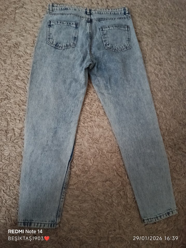 Gri Kadın Denim Salaş Midi Jean - Görsel 3