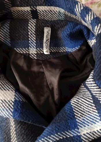 Düğmeli Mavi Gri Kadın Midi Kaban - Görsel 4