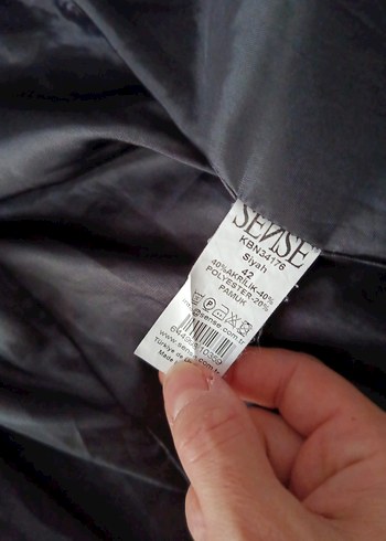 Düğmeli Mavi Gri Kadın Midi Kaban - Görsel 5