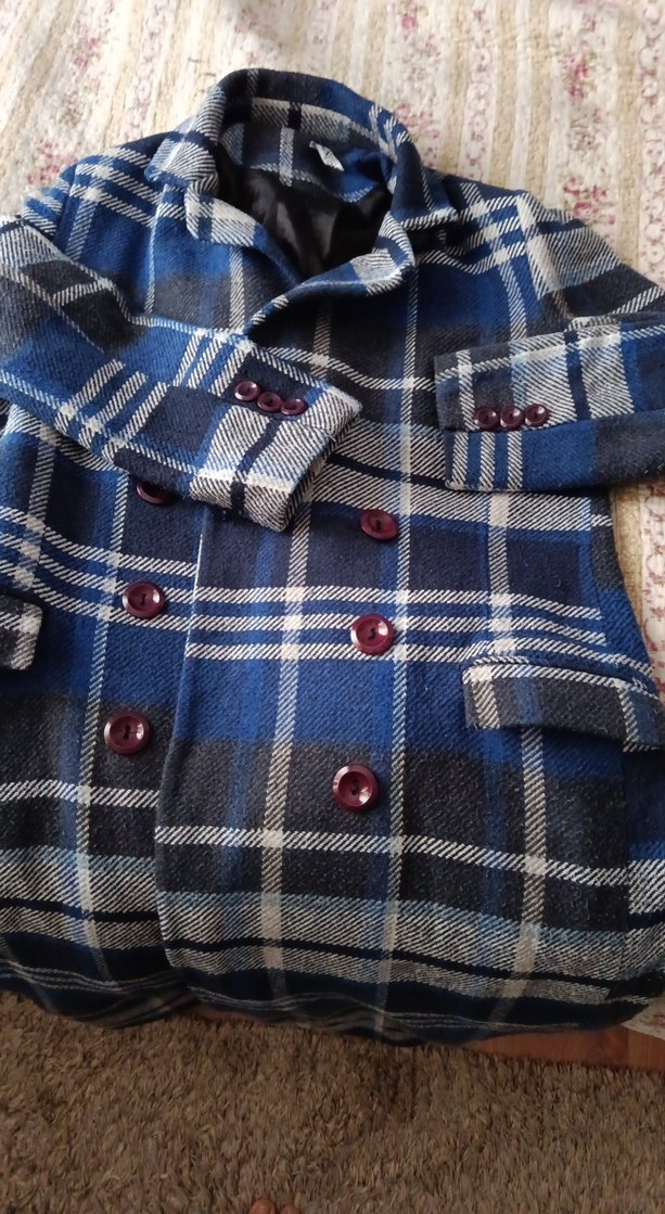 Düğmeli Mavi Gri Kadın Midi Kaban - Görsel 3