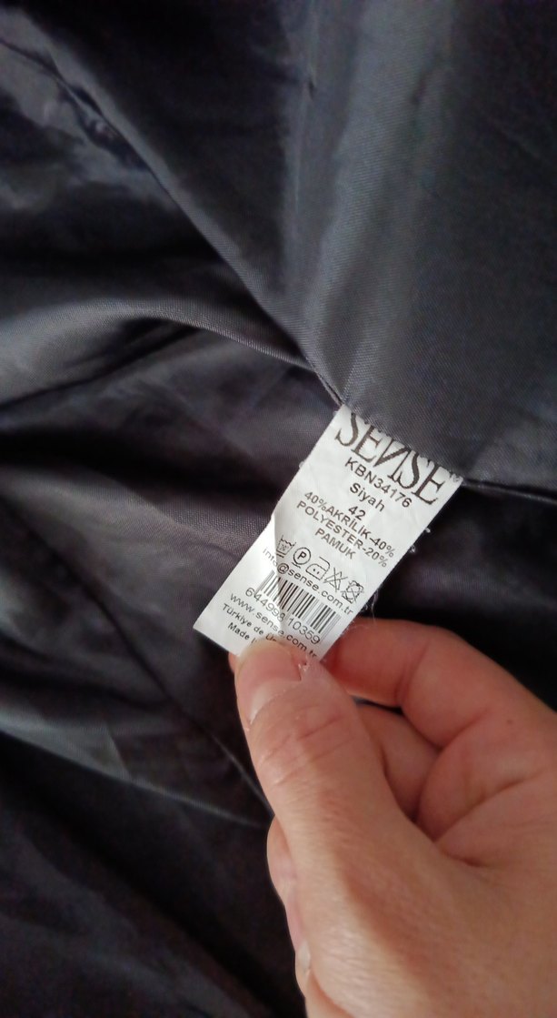 Düğmeli Mavi Gri Kadın Midi Kaban - Görsel 5