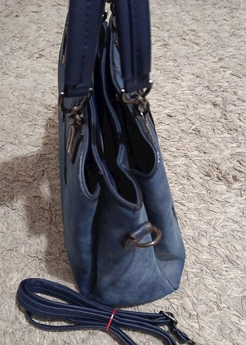 Mavi Süet Fermuarlı Kadın Çanta - Görsel 3