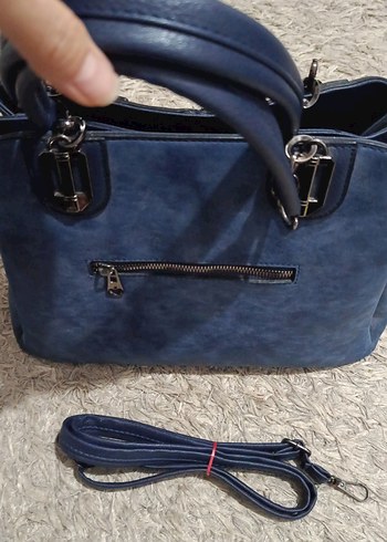 Mavi Süet Fermuarlı Kadın Çanta - Görsel 2