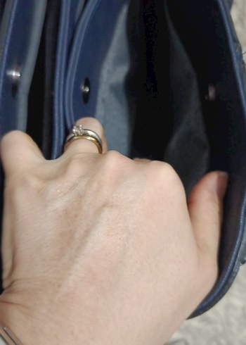 Mavi Süet Fermuarlı Kadın Çanta - Görsel 6