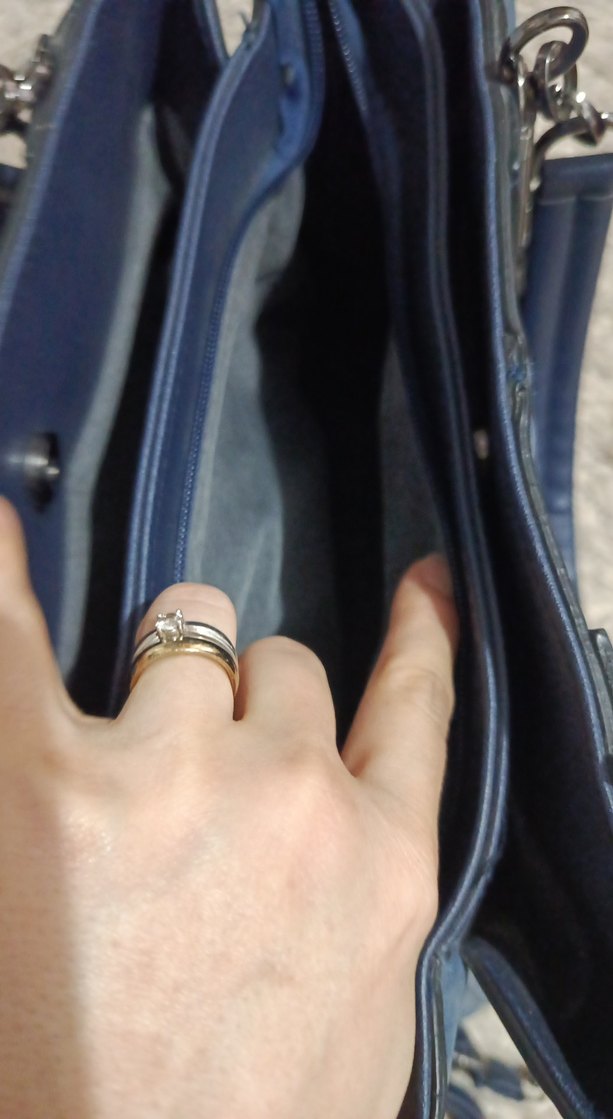 Mavi Süet Fermuarlı Kadın Çanta - Görsel 5