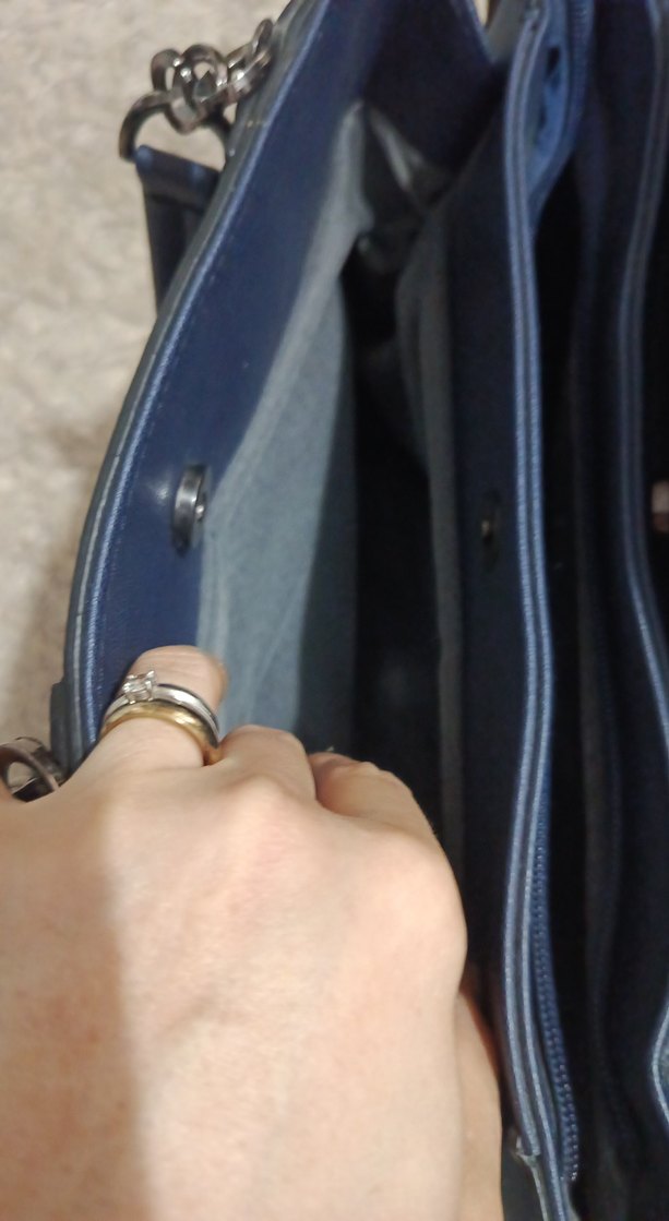 Mavi Süet Fermuarlı Kadın Çanta - Görsel 4