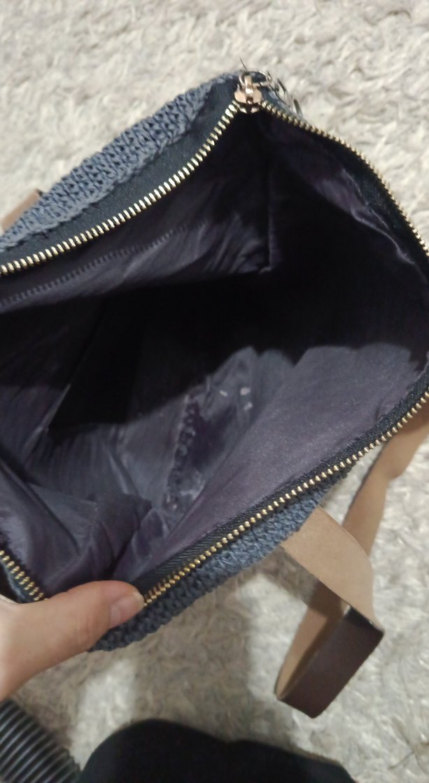 Gri Örgü Kadın Omuz Çantası - Görsel 2