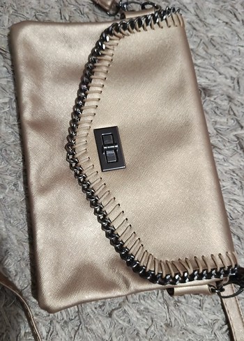 Bej Zincir Detaylı Deri Kadın Çanta - Görsel 6