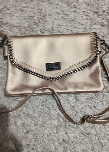 Bej Zincir Detaylı Deri Kadın Çanta - Görsel 2