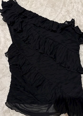 Siyah Fırfırlı Uzun Gotik Abiye Elbise - Görsel 3