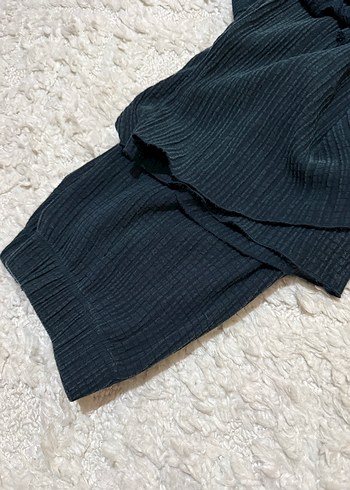 Gri V Yaka Bohem Örgü Kadın Triko alt üst takım - Görsel 2