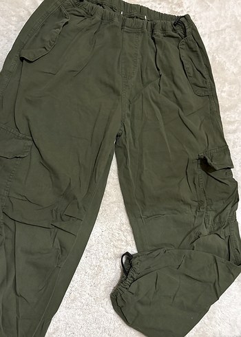 Kadın Haki Rahat Kesim Midi Kumaş Pantolon - Görsel 5