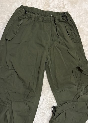 Kadın Haki Rahat Kesim Midi Kumaş Pantolon - Görsel 3