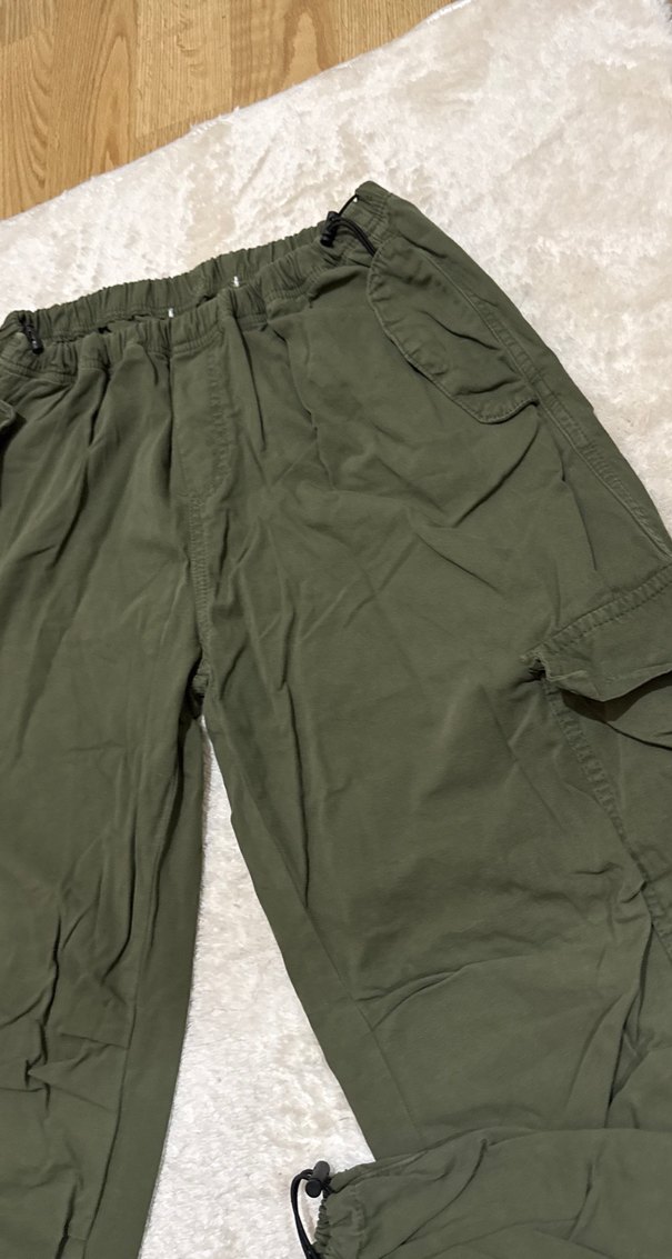 Kadın Haki Rahat Kesim Midi Kumaş Pantolon - Görsel 4