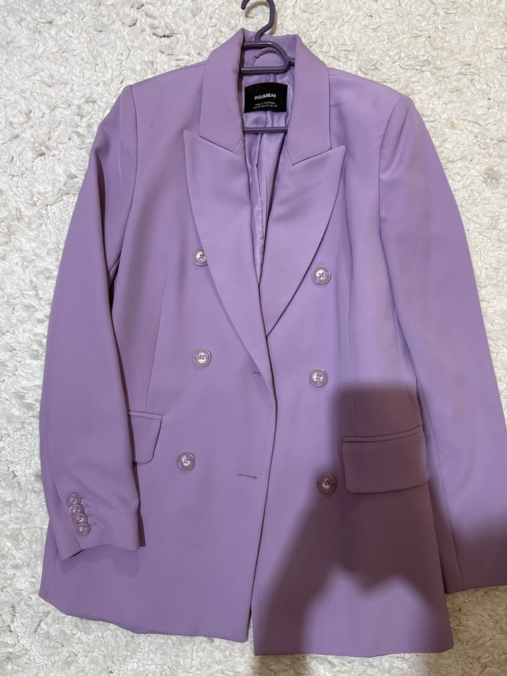 Mor Düğmeli Kadın Blazer Ceket - Görsel 2