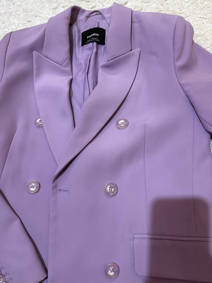 Mor Düğmeli Kadın Blazer Ceket - Görsel 3