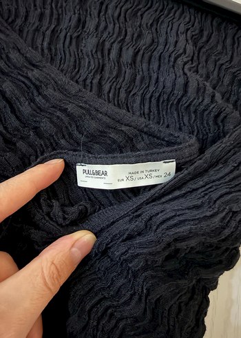 Püsküllü Siyah Uzun Kollu Triko Elbise - Görsel 3