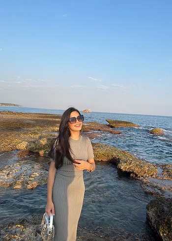 Gri Mini Örme Elbise - Görsel 2