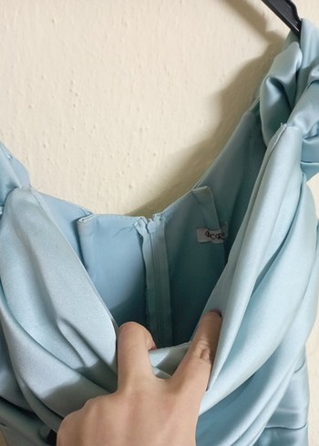 Mavi Drapeli Uzun Abiye Elbise - Görsel 6