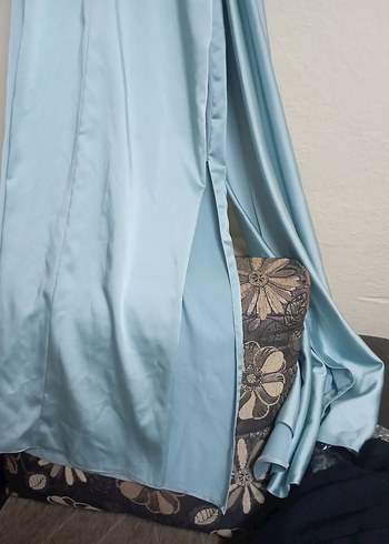 Mavi Drapeli Uzun Abiye Elbise - Görsel 4