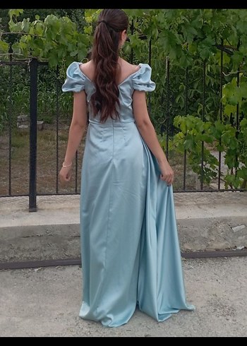 Mavi Drapeli Uzun Abiye Elbise - Görsel 2