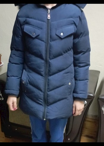 Kürk Detaylı Lacivert çocuk Kışlık Mont - Görsel 2