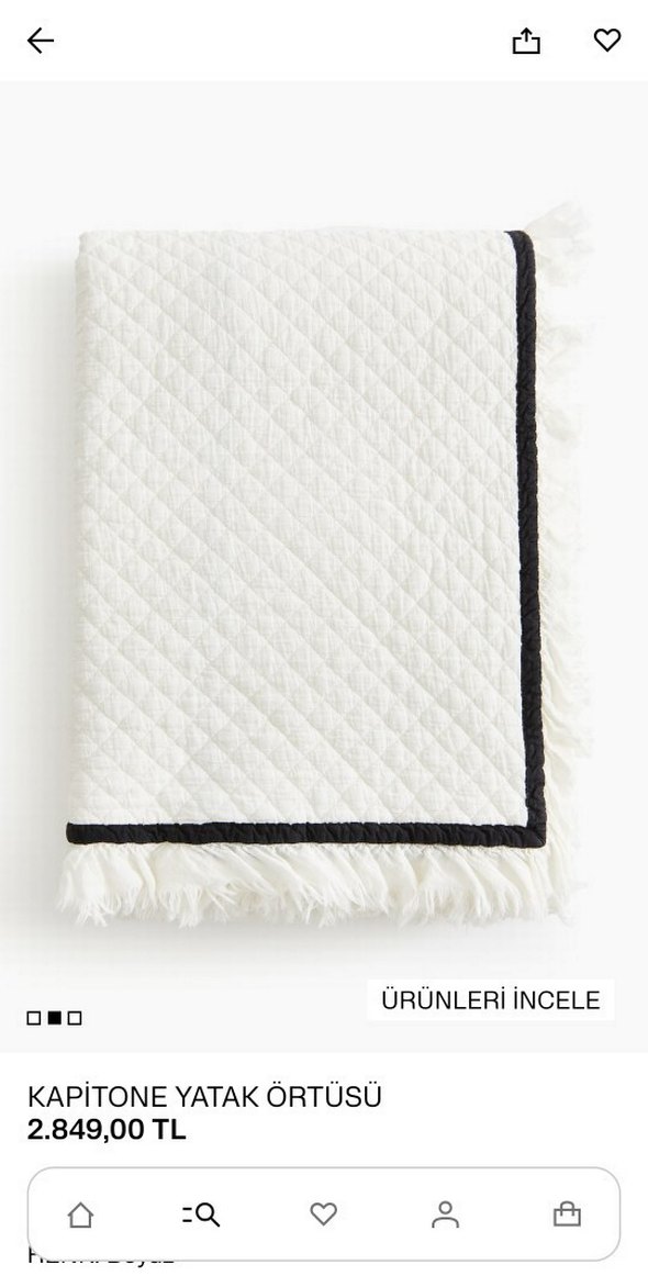 H&M Tek kişilik Kenarlı Yatak Örtüsü - Görsel 3